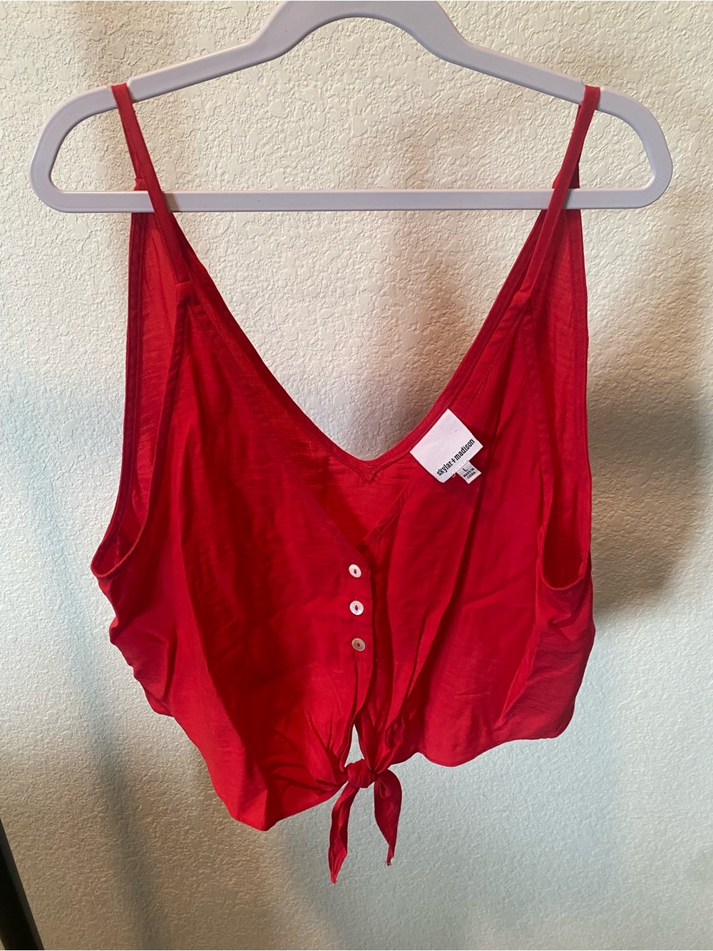 Skylar + Madison Vibrant Red Tie-Front Sleeveless Tank